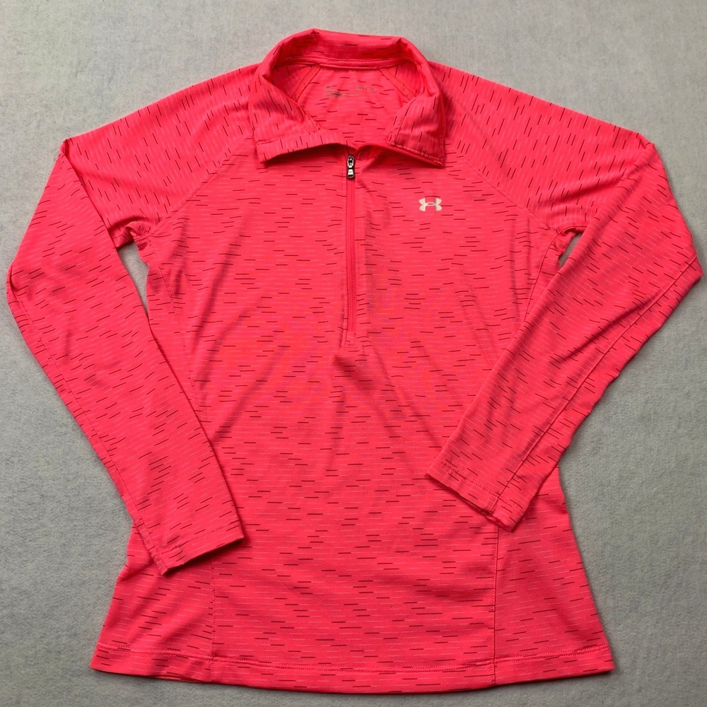 Under‎ Armour Shirt Womens Small Pink Tech Twist Spine Quarter Zip Pullover SM